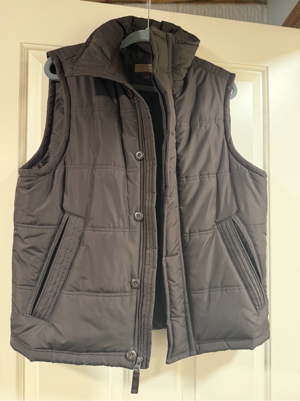 Sonoma Life + Style Men’s Small Dark Brown Quilted Puffer Vest Full Zip